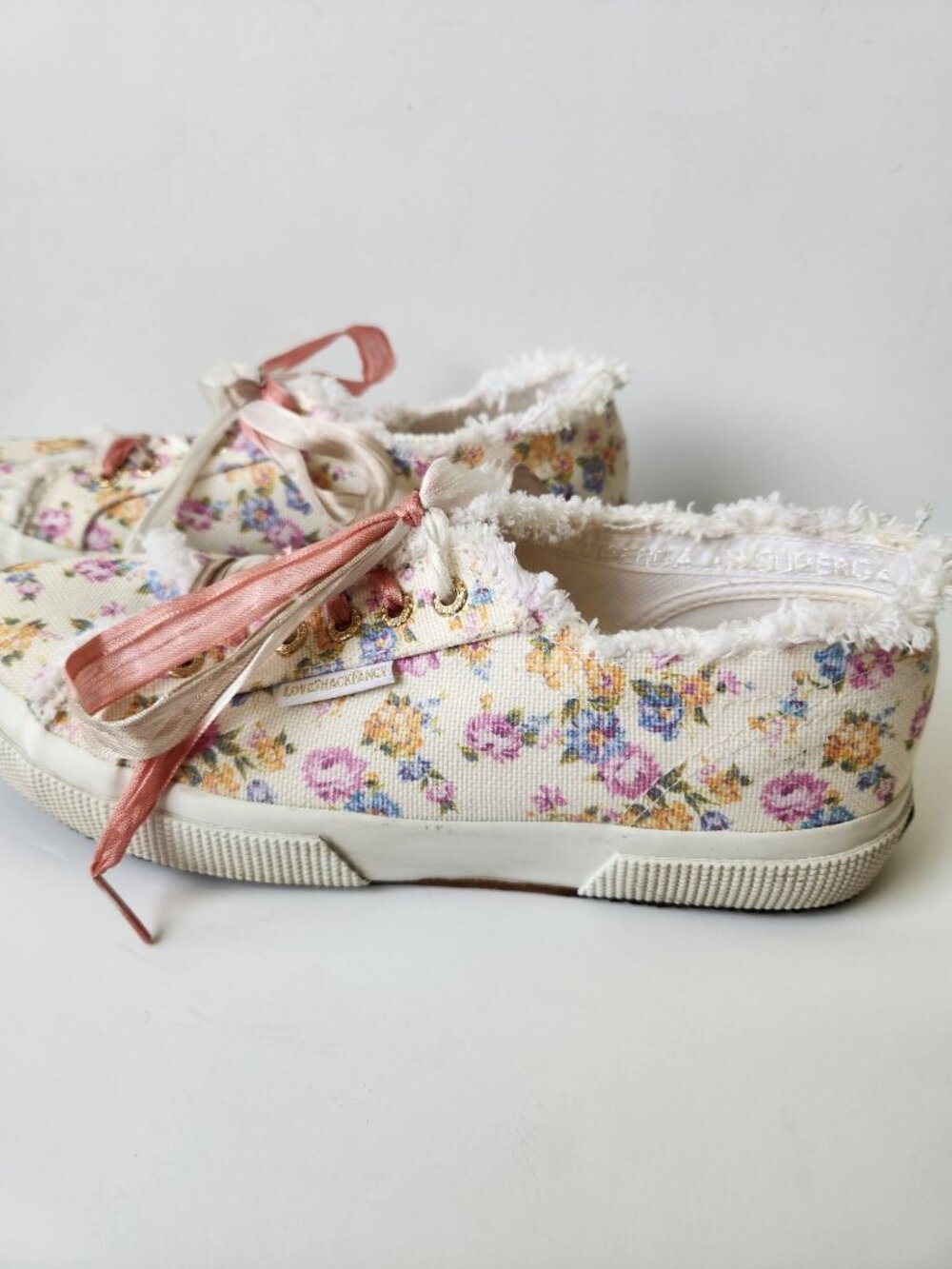 Superga x LoveShackFancy 2750 Flower Fringe Sneakers Coquette Romantic Whimsical - Picture 9 of 16